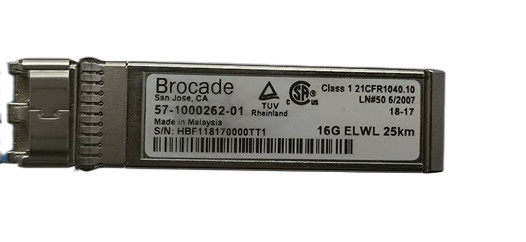 بروكيد 57-1000262-01 FC SFP + جهاز الإرسال والاستقبال SFP + 16G ELWL 1310 نانومتر 25 كم وضع فردي