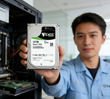 محرك أقراص صلب داخلي Seagate Exos X18 ST12000NM000J بسعة 12 تيرابايت، 7200 دورة في الدقيقة، ذاكرة تخزين مؤقت 256 ميجابايت، SATA 6Gb/s CMR Enterprise HDD لتخزين الخوادم على مدار الساعة طوال أيام الأسبوع